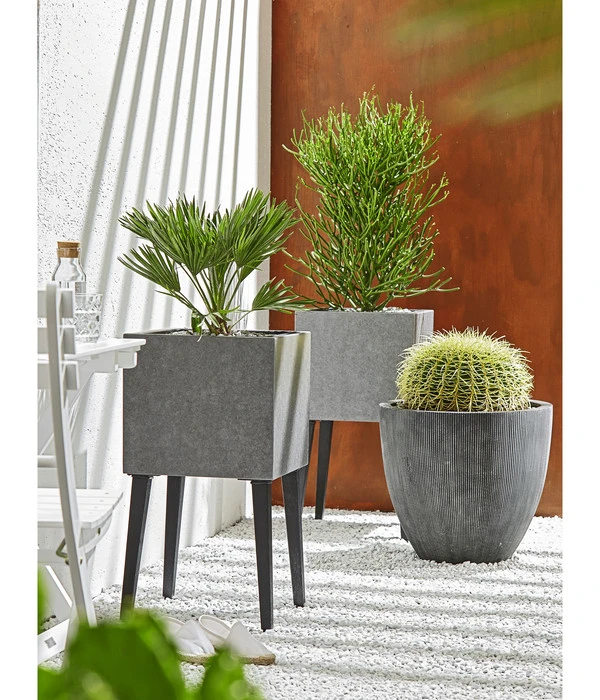 Dehner Polystone-Topf Brisbane In Riffeloptik, Rund – Bild 6