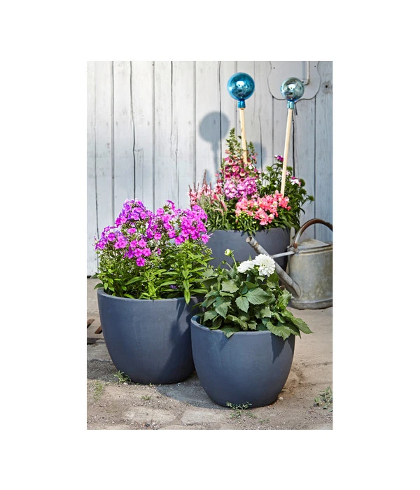 Dehner Leichtbeton-Pflanztopf Manchester, Rund, Antik-schwarz – Bild 2