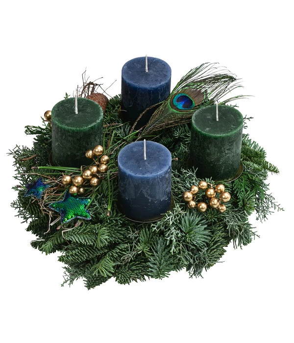 Adventskranz Peacock, Ca. Ø30/H16 Cm