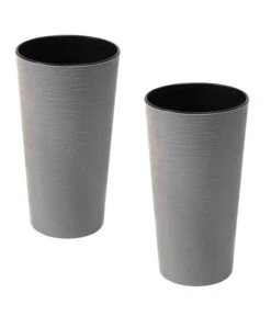 Siena Garden Kunststoff-Topf ECO Locon, Konisch, Grau, Ca. Ø25/H46,5 Cm, 2er-Set