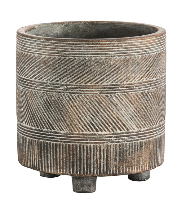 Dehner Beton-Übertopf Nola, Rund, Grau-kupfer