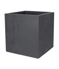 EDA-plastiques Kunststoff-Topf Basalt, Quadratisch, Anthrazit, Ca. B39,5/H43,5/T39,5 Cm